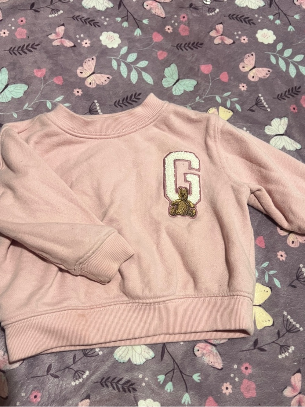 GAP Pink Kids Sweatshirt with 'G' Patch and Teddy Detail